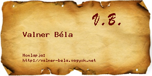 Valner Béla névjegykártya